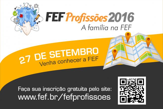 Imagem da Notícia: FEF Profissões 2016, dia 27 de setembro venha conhecer a FEF